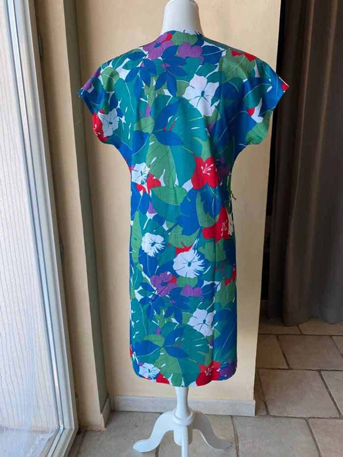 Robe rétro à grosses fleurs vintage XL - photo numéro 5