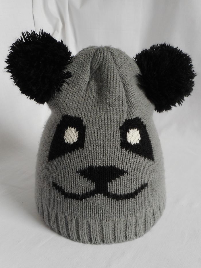 Bonnet Panda gris et noir - Enfant - photo numéro 3