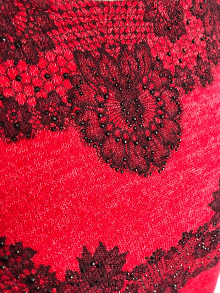 Pull fin rouge avec strass 40 - photo numéro 2