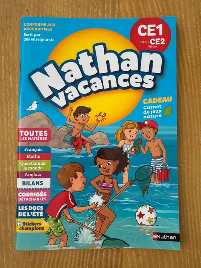 Cahier de vacances ce1 vers ce2 Nathan