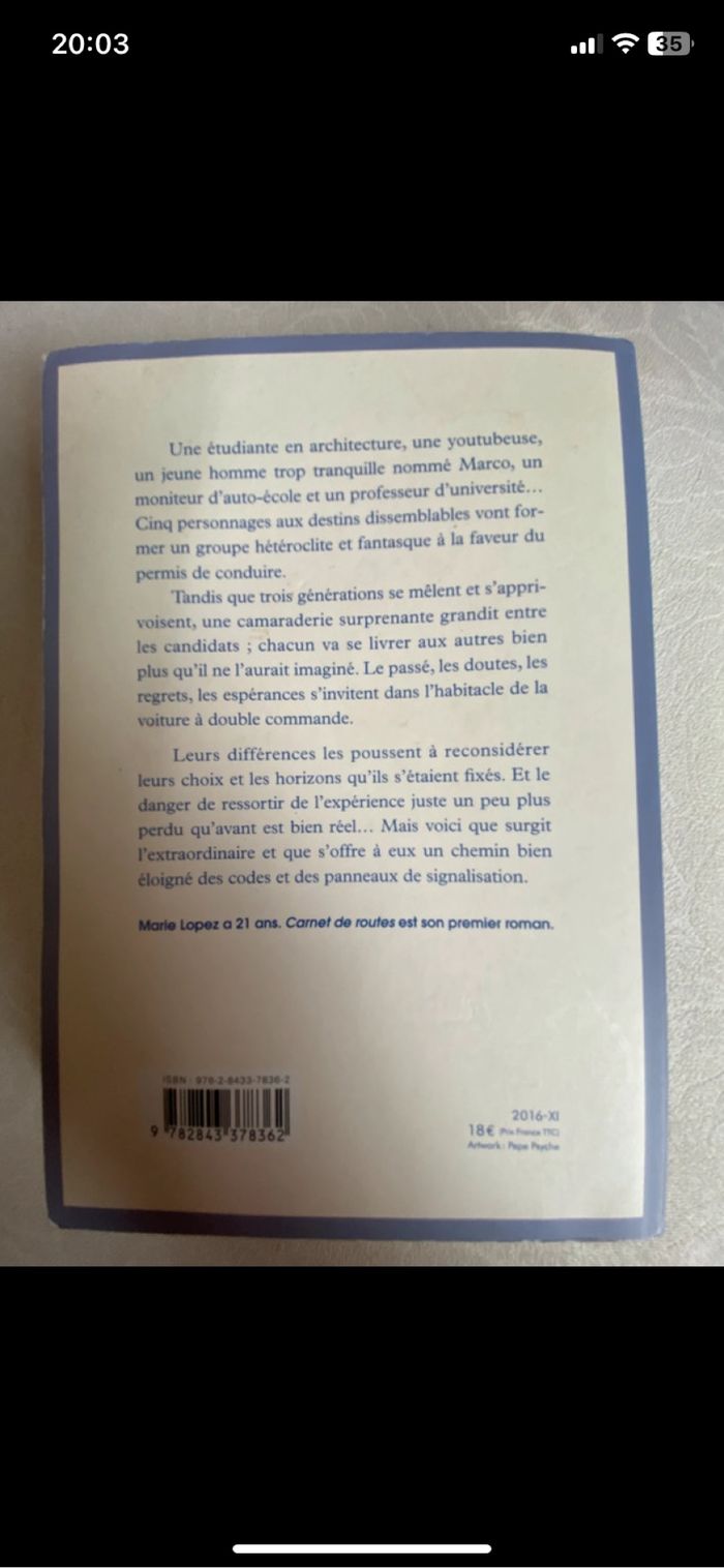 Livre carnet de route de Marie Lopez - photo numéro 2