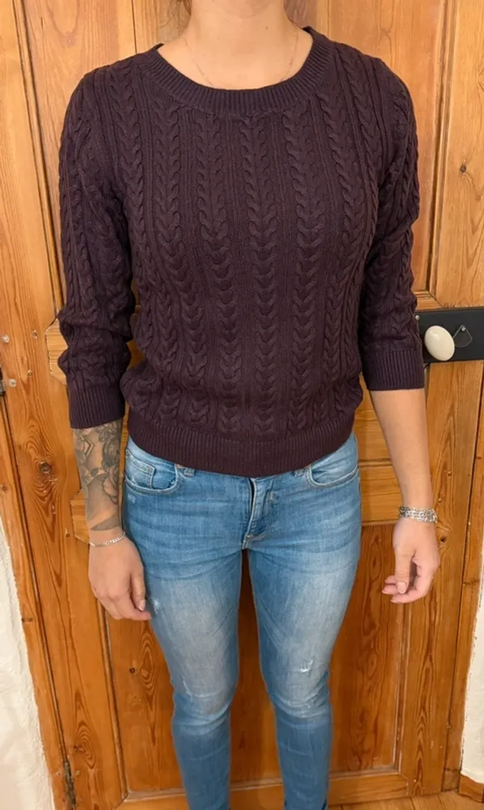 Pull manches 3/4 h&m bordeaux taille xs en très bon état