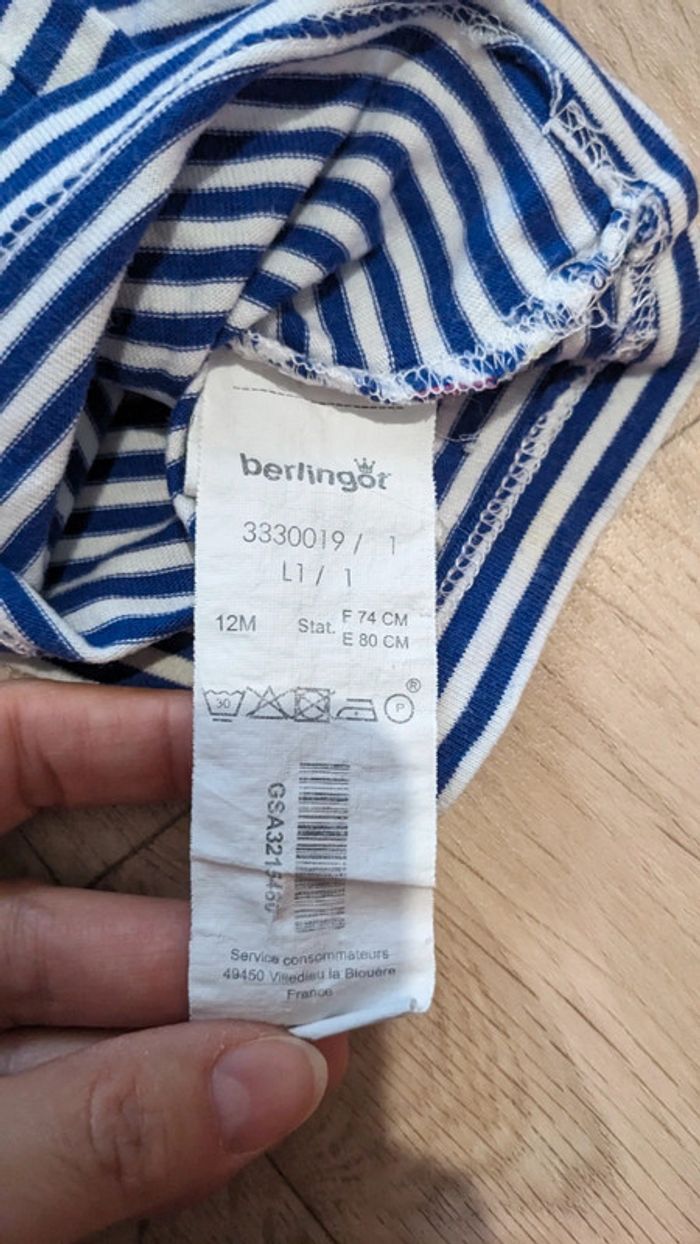 Tee-shirt bleu et blanc 12 Mois - photo numéro 5