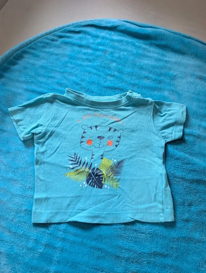 Tee-shirt garçon bleu 6 mois