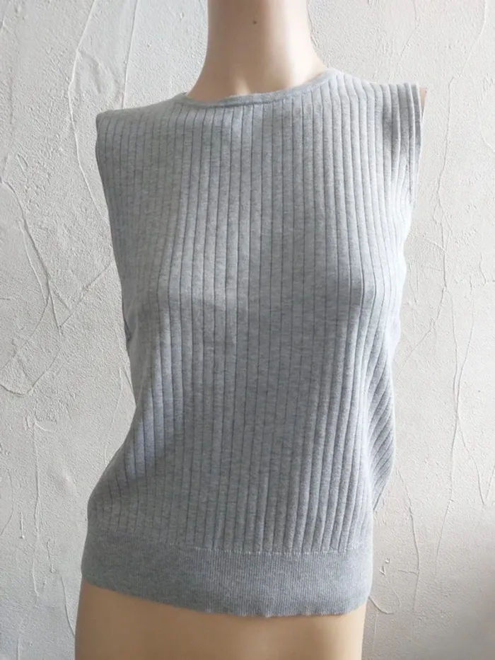 Débardeur gris côtelé pour femme Taille S