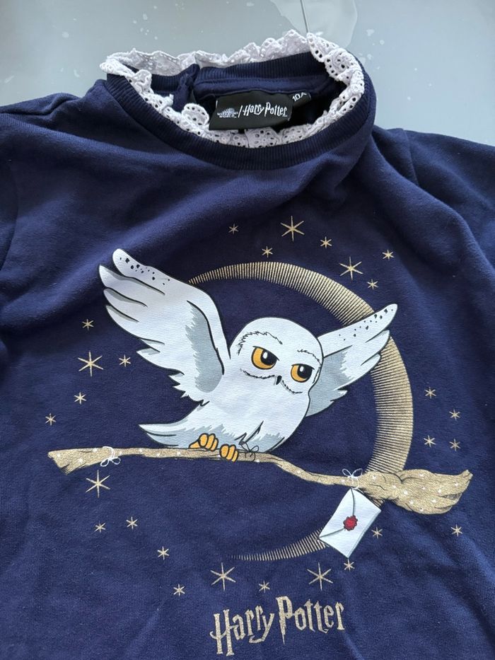 Sweat fille T 10 ans Harry Potter bleu marine dessin Edwige  Très bon état - photo numéro 10
