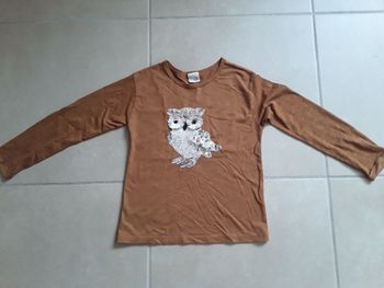 T-shirt ML chouette sequins fille 8 ans ZARA GIRL TBE