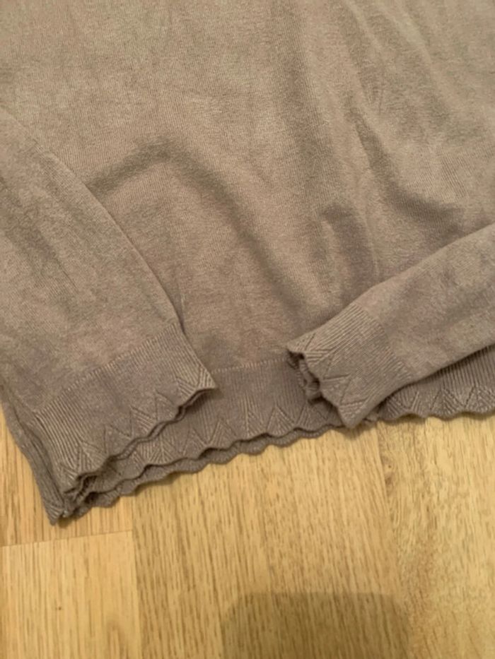 Pull marron à dentelle taille M - photo numéro 2