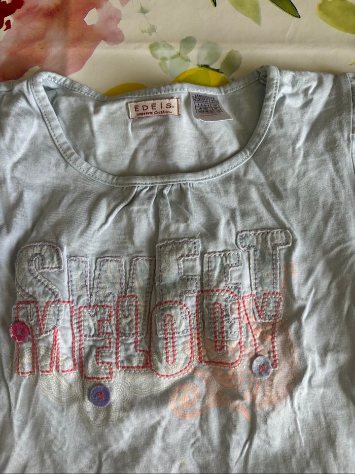 T shirt fille bleu ciel - photo numéro 2