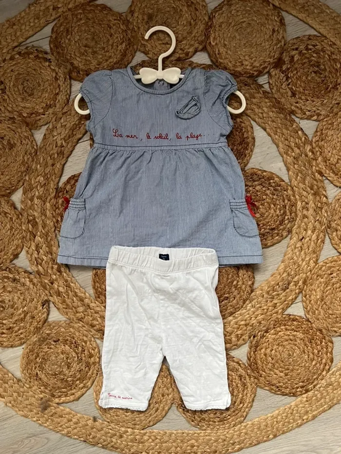 Ensemble fille robe + leggings terre de marin 9 m