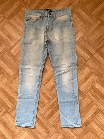 Jean skinny bleu turquoise vintage