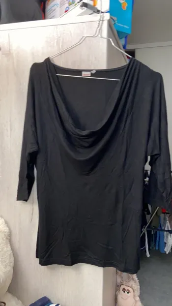 Top manche 3/4 noir 38/40