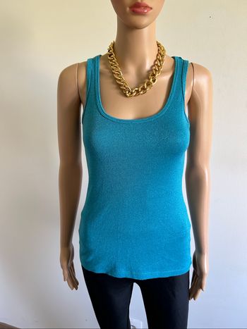 Débardeur turquoise pailleté sans manches Morgan taille XS TBE