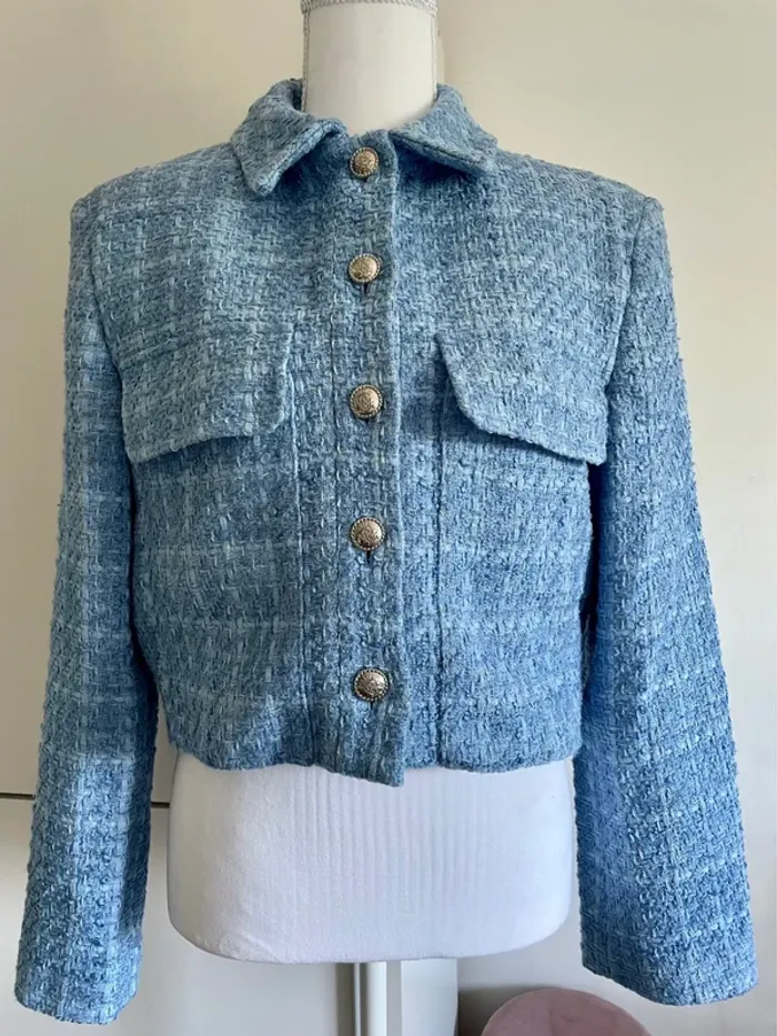 Zara Veste blazer tailleur cropped tweed taille M - photo numéro 13