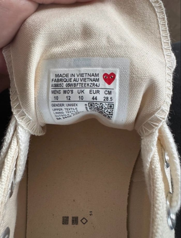 Converse x Comme des Garçons PLAY Chuck 70 Blanche - Taille 44 - photo numéro 4