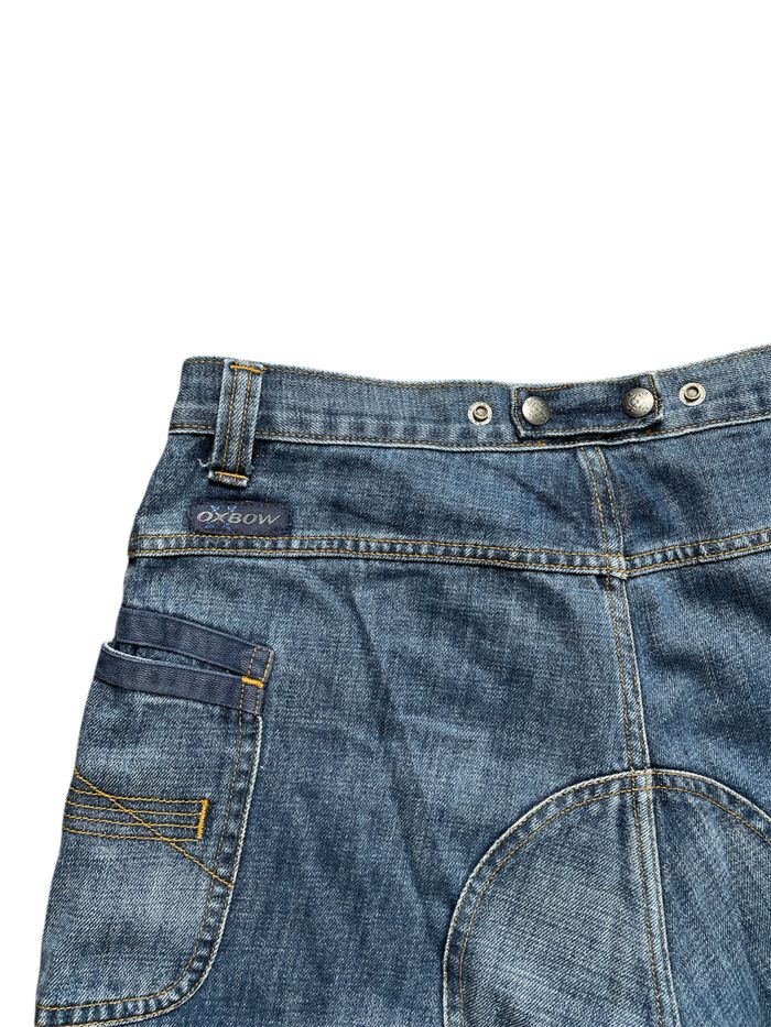 Short Baggy/ Bermuda/ jort vintage Oxbow Y2K en jean bleu avec logo broder et broderie - Taille w30 - photo numéro 5