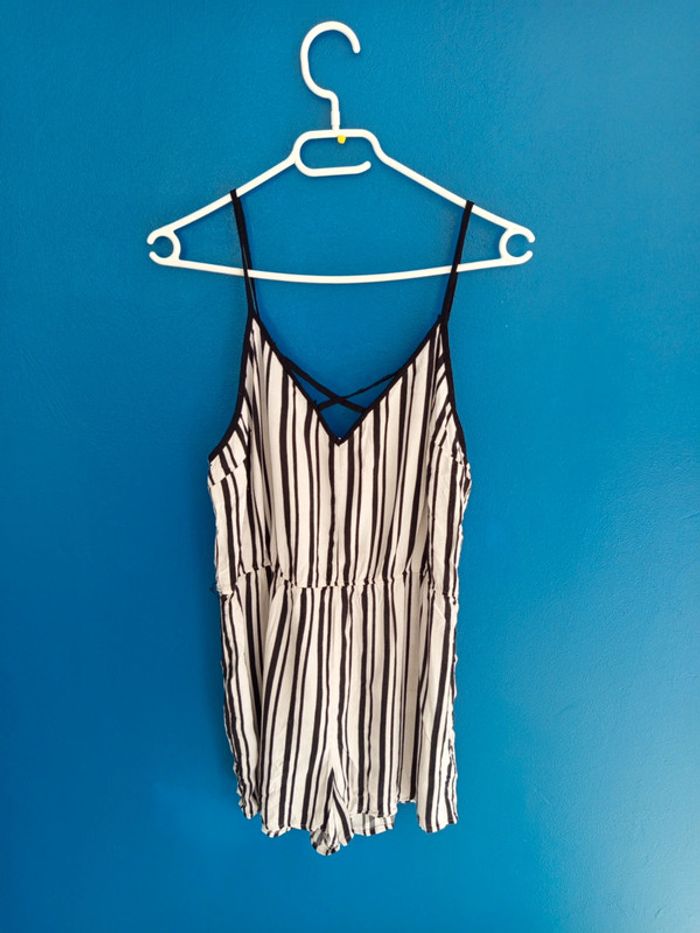 Combi short rayé blanc et noir