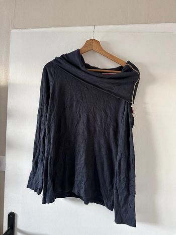 Pull zippé col asymétrique Tommy Hilfiger – Femme – Taille M – Bleu marine