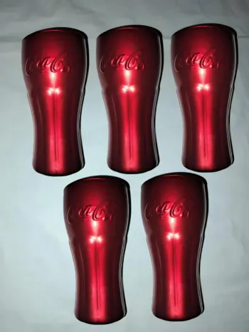 5 Verres Coca-Cola rouge métallisé – Édition collector