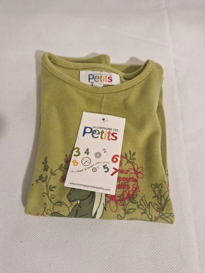 T-shirt vert manches longues 2 ans La Compagnie des Petits