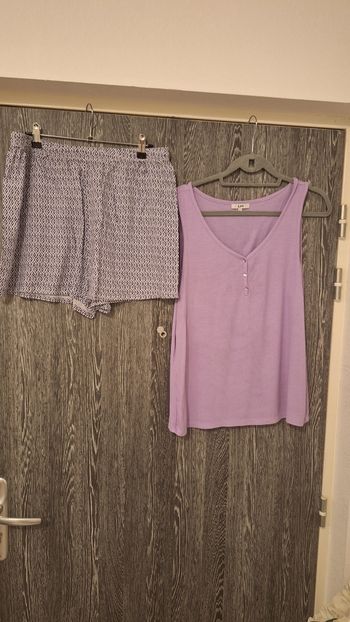 Ensemble pyjama short bleu et parme