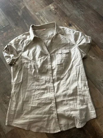 Chemise manches courtes beige coton