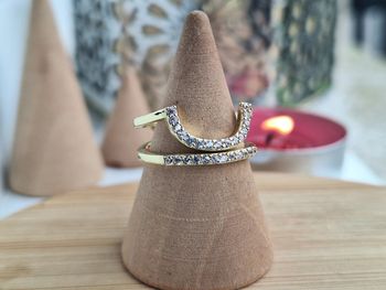 Bague À Ongle avec strass en acier inoxydable doré ajustable