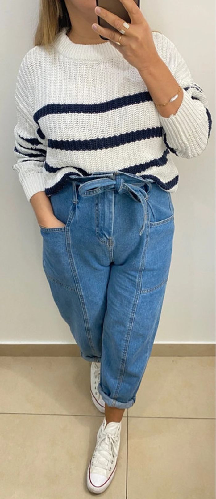 Superbe Pull Ample Bicolore Taille L - photo numéro 3