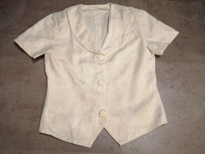 Ensemble pantalon et veste blanc cassé Taille 34/36 Fait par une couturière - photo numéro 2