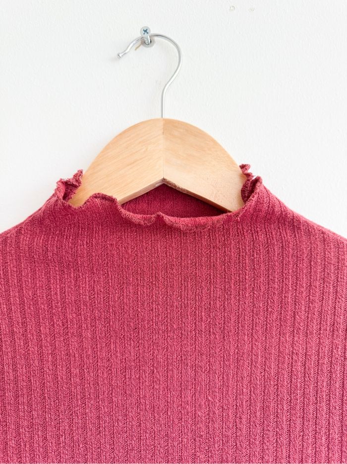 Robe manches longues moulante col montant drapée bordeaux Shein taille 34 XS - photo numéro 2