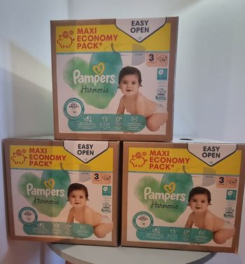 Pampers harmonie, taille3, 3 cartons de 96couches 