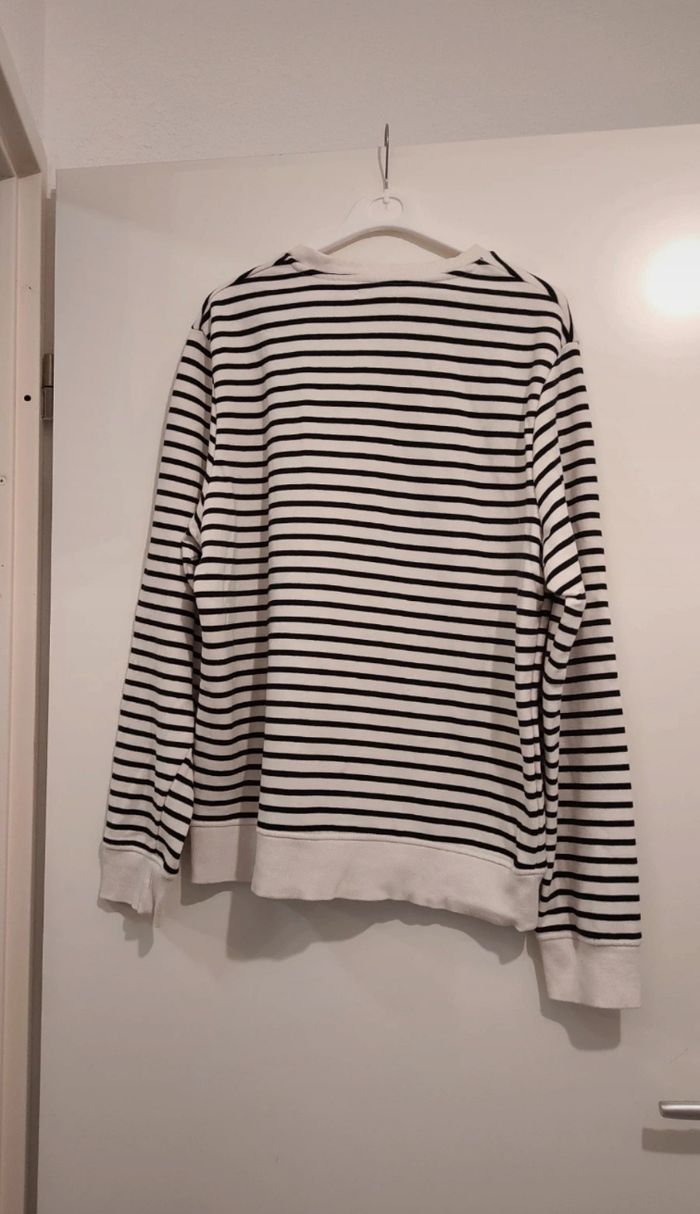 Pull marinière noir et blanc manches côtelées imprimé tennis vacances holidays coton - photo numéro 3