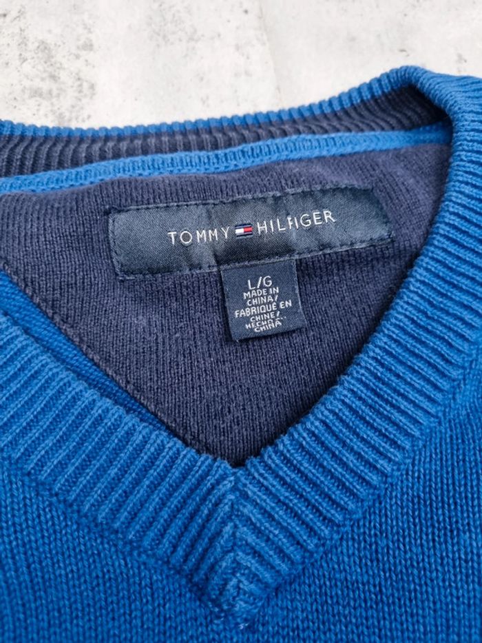 Pull col V Tommy Hilfiger bleu – Taille L Homme - photo numéro 5