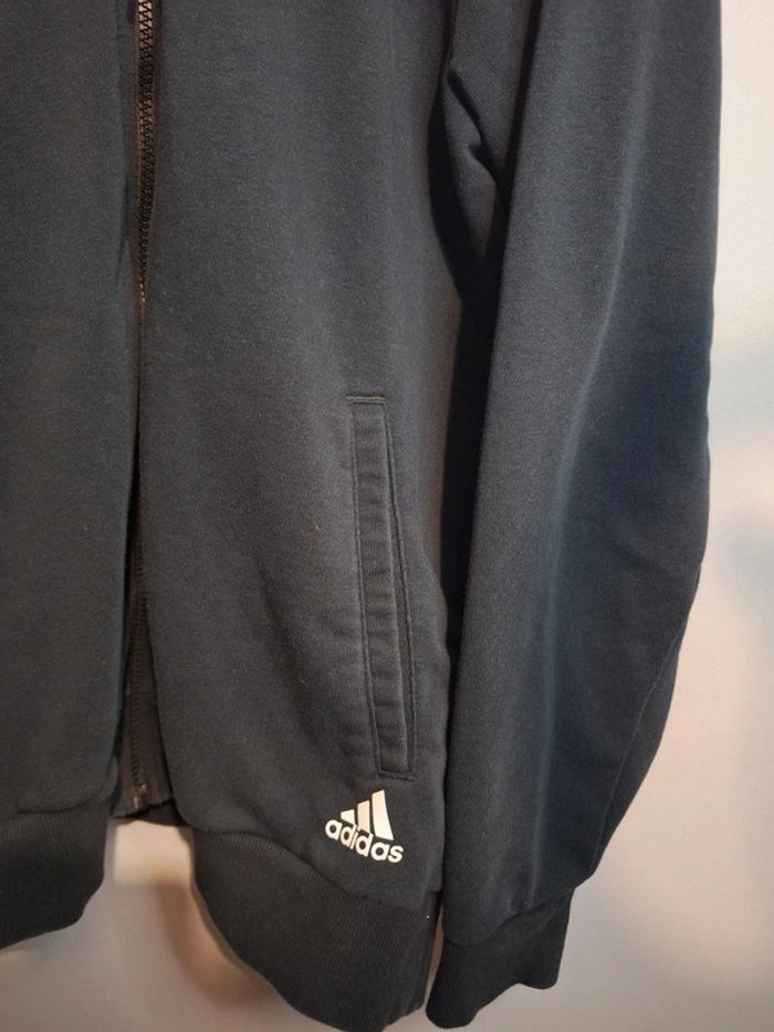 Sweat à capuche zippé adidas noir vintage - taille L - photo numéro 4