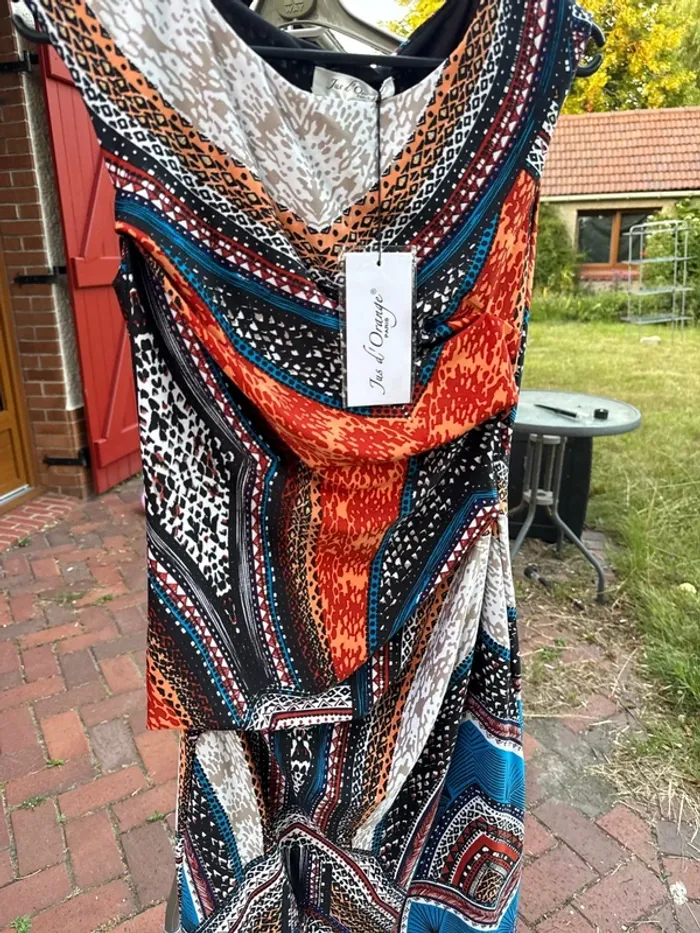 Jolie robe d’été jus d’orange neuve avec étiquette taille S - photo numéro 7