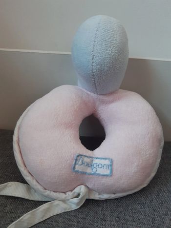 Peluche / doudou Boulgom vintage cygne rose et bleu