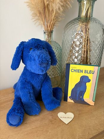 Peluche chien bleu + livre chien bleu 