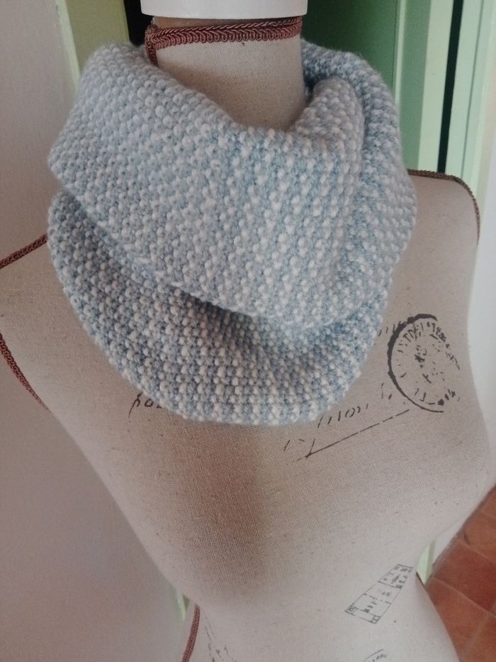 Snood bleu et blanc - photo numéro 2