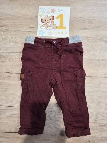 Pantalon rouge bordeaux, Gémo, 12 mois