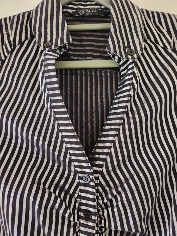 Chemise décolleté ceintré rayures City by JCL – Taille S - photo numéro 2