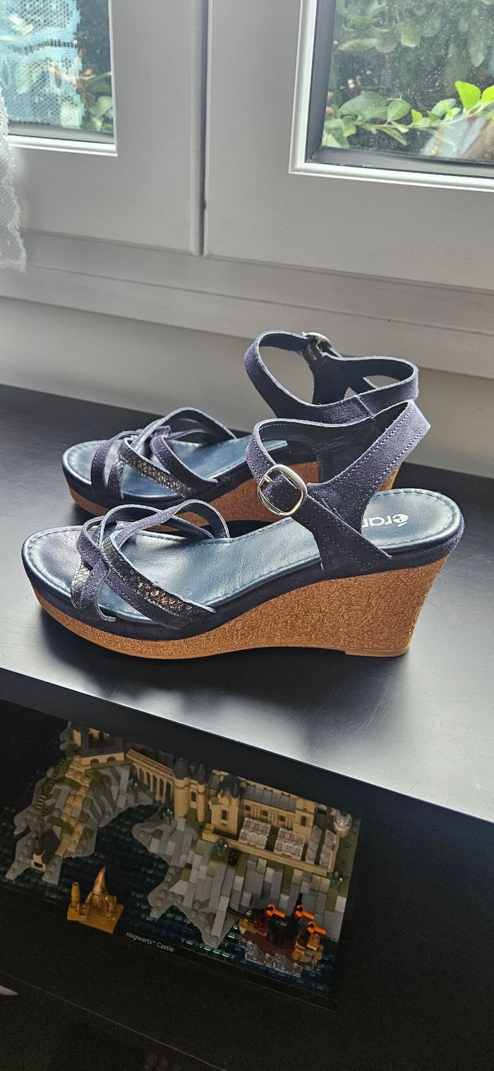 Sandales compensées Éram bleu marine – taille 39 - photo numéro 6