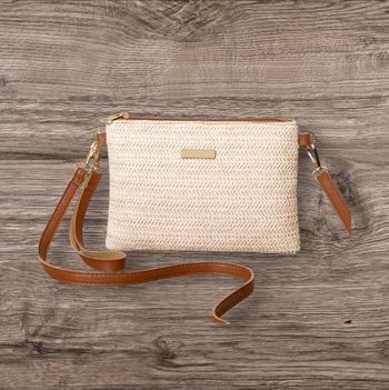 Sac bandoulière beige paille 
