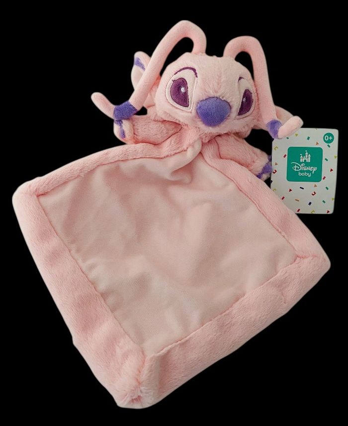 B6089❤️ Disney Angel Stitch Doudou Plat mouchoir Pink Rose Disney Baby
