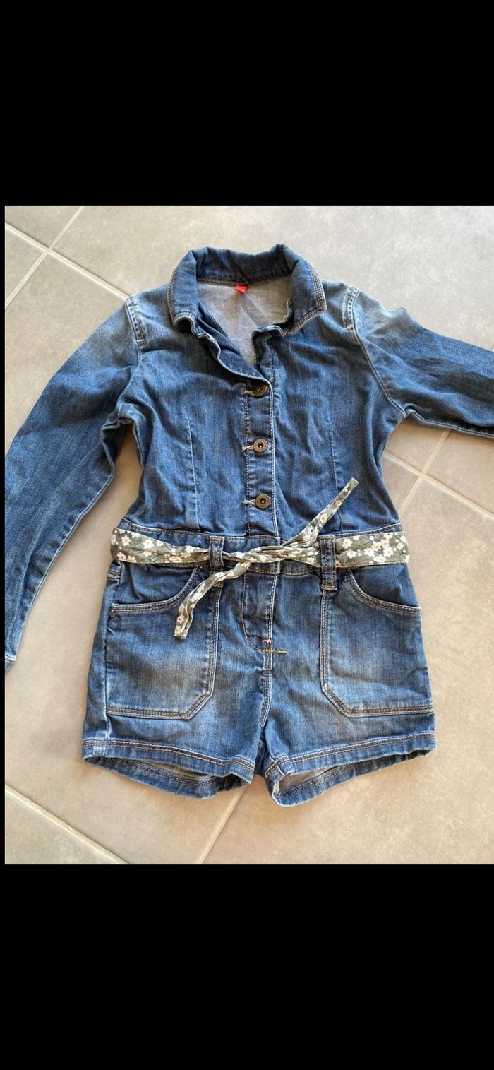 Combishort en jean manches longues 4 ans - photo numéro 4