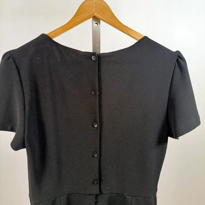 Robe noire courte Trafaluc Zara taille L col V manches courtes chic A1427 - photo numéro 7