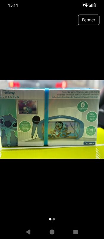 Enceinte bluetooth Stitch lumineuse avec micro