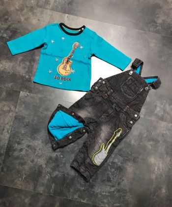 Ensemble salopette doublée polaire et t-shirt 6 mois orchestra