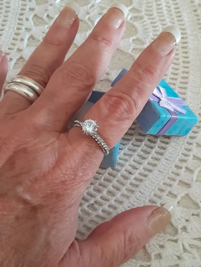 Bague pierre en cristal entourée de strass, taille 60 - photo numéro 4