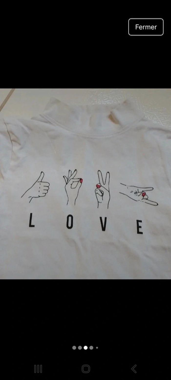 T-shirt blanche Love Gemo - photo numéro 3