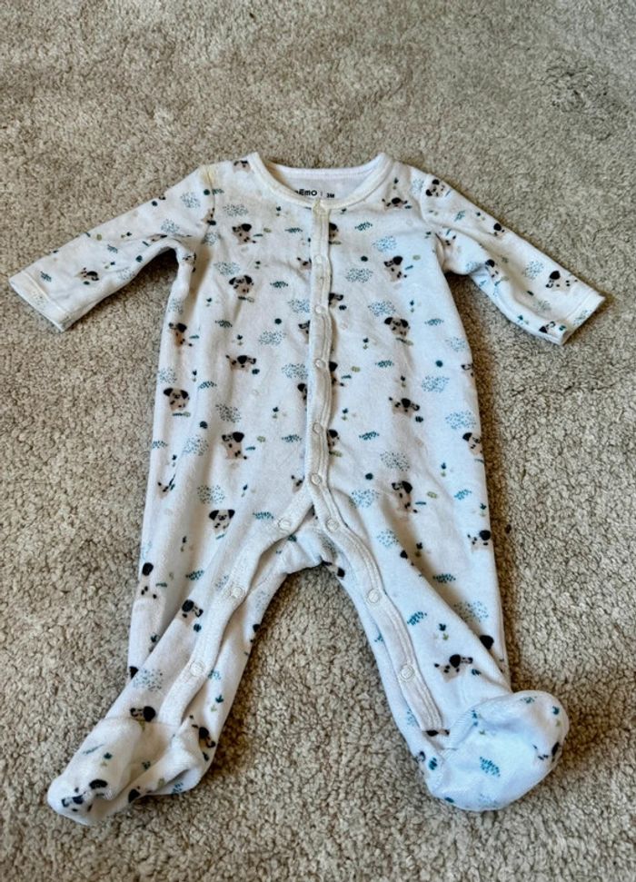 Pyjama velours beige mixte Gémo – 3 mois